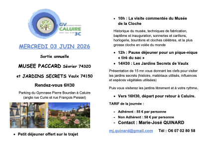 SORTIE DU MERCREDI 3 JUIN 2026